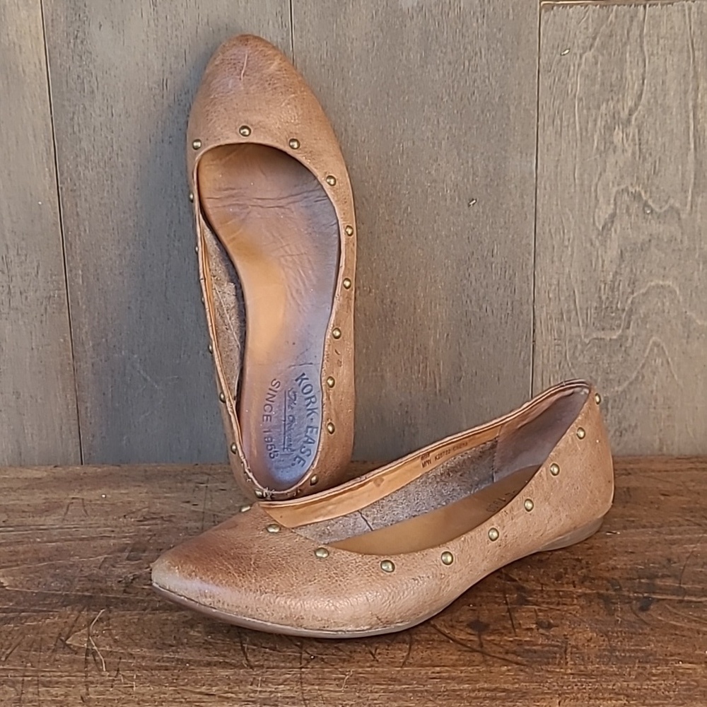 Kork-Ease Flats Women's sz 8 Violette Ballet Brown Leather Slip On Shoes
